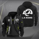 Los Angeles Rams White Logo NFL Quarter Zip Hoodie