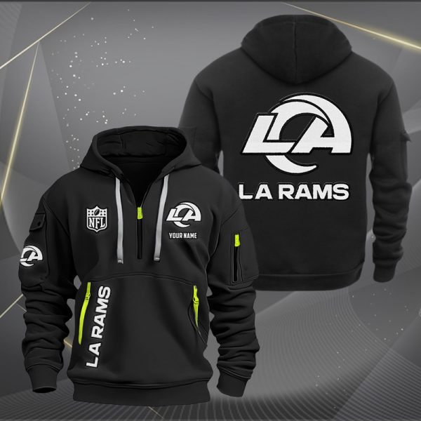Los Angeles Rams White Logo NFL Quarter Zip Hoodie