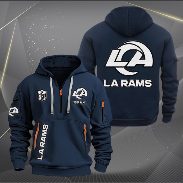 Los Angeles Rams White Logo NFL Quarter Zip Hoodie - Image 2