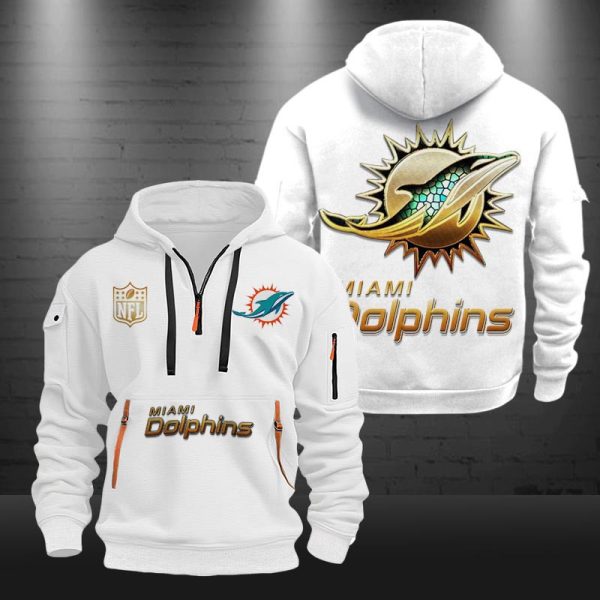 Miami Dolphins Golden Logo NFL Quarter Zip Hoodie