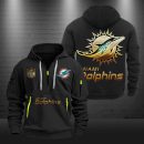 Miami Dolphins Golden Logo NFL Quarter Zip Hoodie