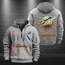 Miami Dolphins Golden Logo NFL Quarter Zip Hoodie