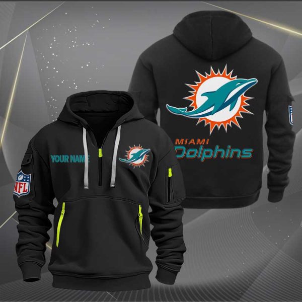 Miami Dolphins Logo NFL Quarter Zip Hoodie Ver 277