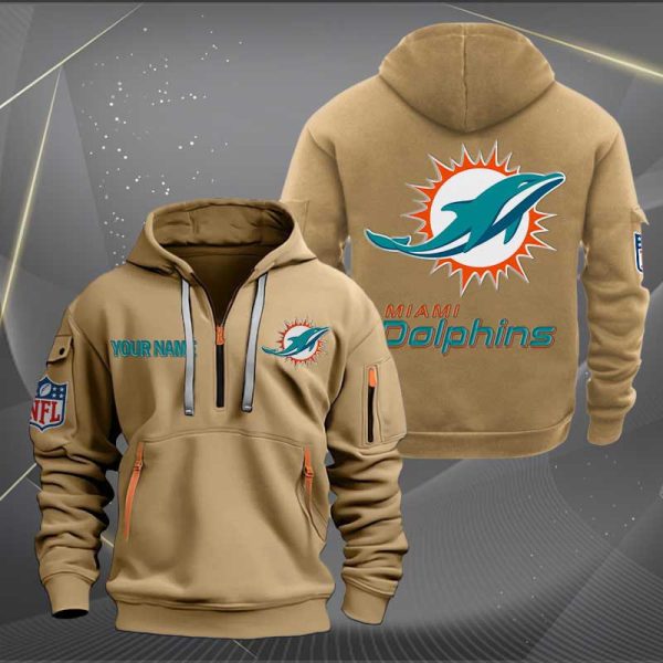 Miami Dolphins Logo NFL Quarter Zip Hoodie Ver 277 - Image 4
