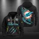 Miami Dolphins Monster Scratch Logo NFL Quarter Zip Hoodie