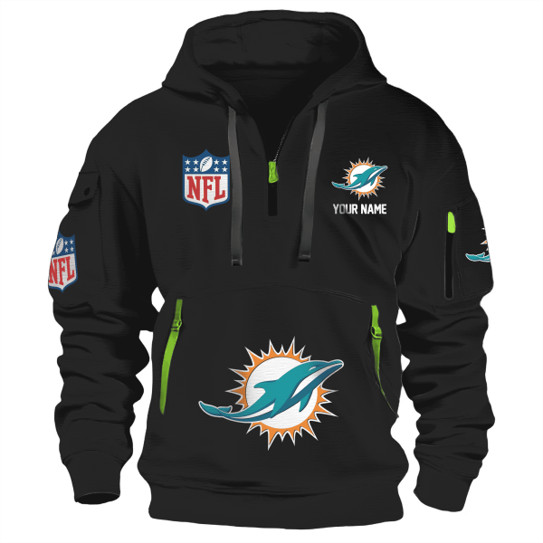 Miami Dolphins Premium NFL Quarter Zip Hoodie - Image 2