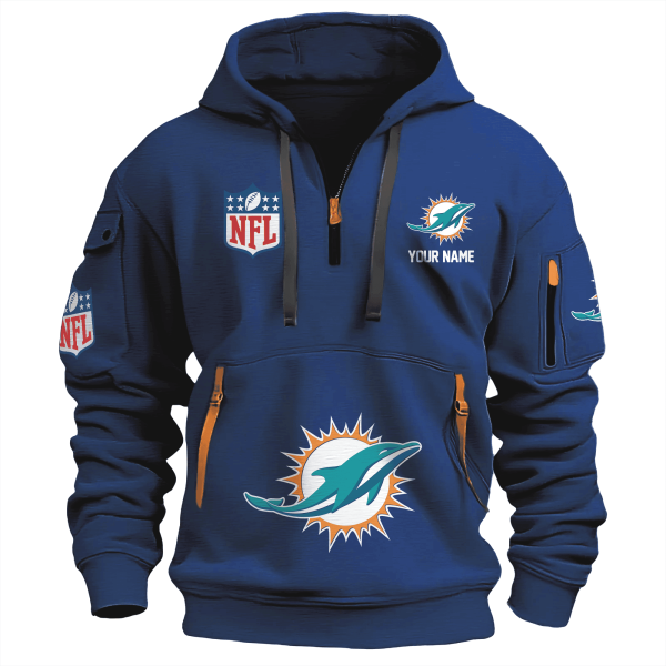 Miami Dolphins Premium NFL Quarter Zip Hoodie - Image 3