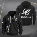 Miami Dolphins White Logo NFL Quarter Zip Hoodie
