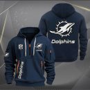 Miami Dolphins White Logo NFL Quarter Zip Hoodie