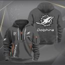 Miami Dolphins White Logo NFL Quarter Zip Hoodie