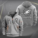 Miami Dolphins White Logo NFL Quarter Zip Hoodie