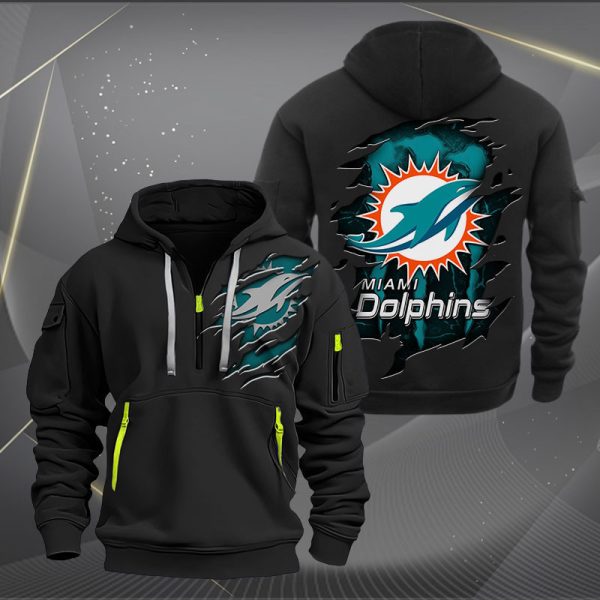 Miami Dolphins Scratch Logo NFL Quarter Zip Hoodie