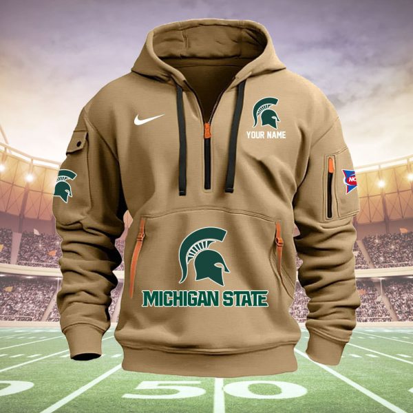Michigan State Spartans Quarter Zip Hoodie Ver 42 - Image 3