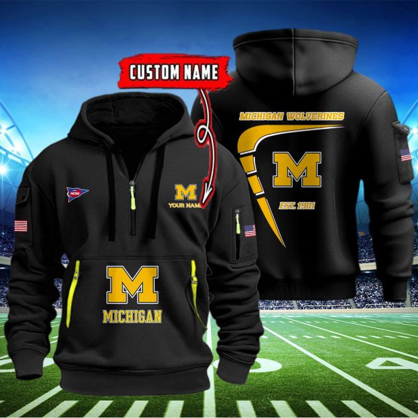 Michigan Wolverines Quarter Zip Hoodie Ver 7
