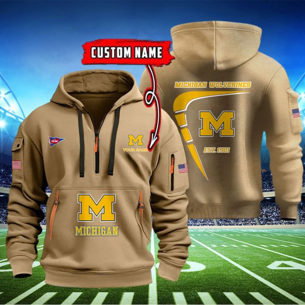 Michigan Wolverines Quarter Zip Hoodie Ver 7 - Image 2