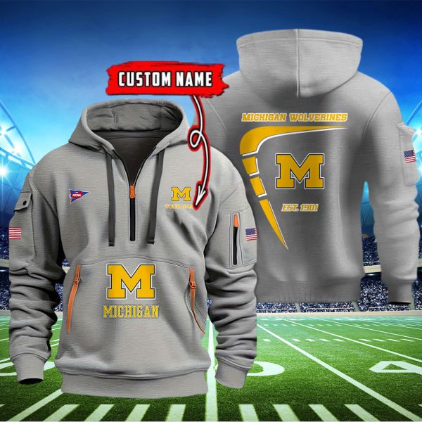 Michigan Wolverines Quarter Zip Hoodie Ver 7 - Image 3