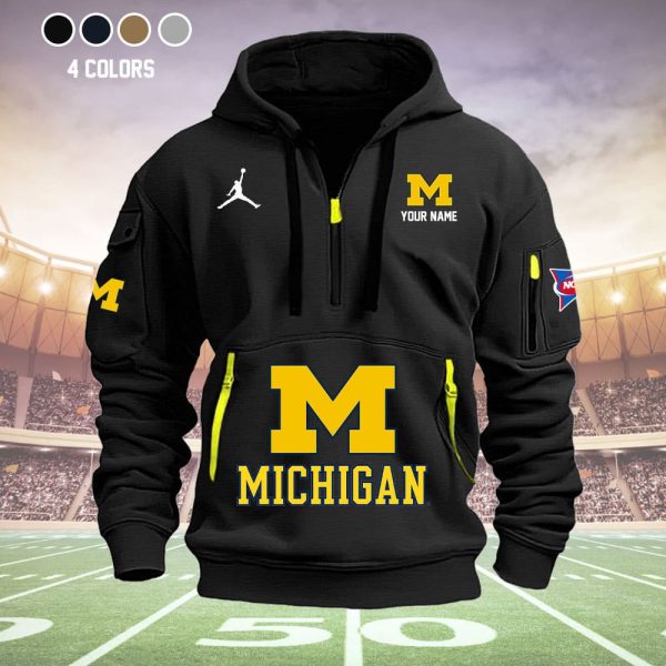 Michigan Wolverines Quarter Zip Hoodie Ver 57