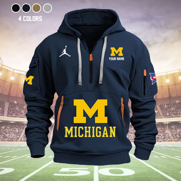 Michigan Wolverines Quarter Zip Hoodie Ver 57 - Image 2