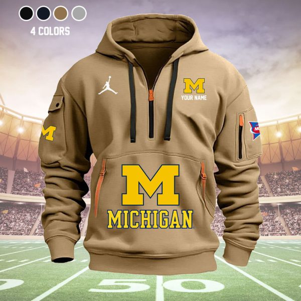 Michigan Wolverines Quarter Zip Hoodie Ver 57 - Image 3