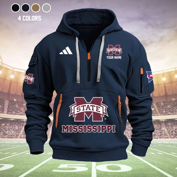 Mississippi State Bulldog Quarter Zip Hoodie Set - Image 3