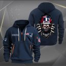 New England Patriots Football Player Skull Quarter Zip Hoodie
