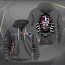 New England Patriots Football Player Skull Quarter Zip Hoodie