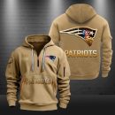 New England Patriots Golden Logo NFL Quarter Zip Hoodie