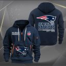 New England Patriots Monster Scratch 2 Logo NFL Quarter Zip Hoodie