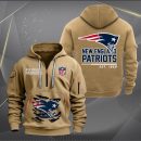 New England Patriots Monster Scratch 2 Logo NFL Quarter Zip Hoodie