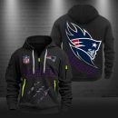 New England Patriots Monster Scratch Logo NFL Quarter Zip Hoodie