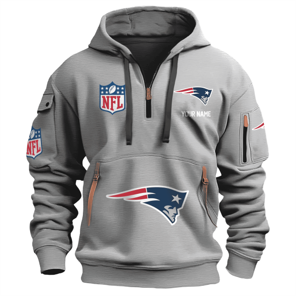 New England Patriots Premium NFL Quarter Zip Hoodie