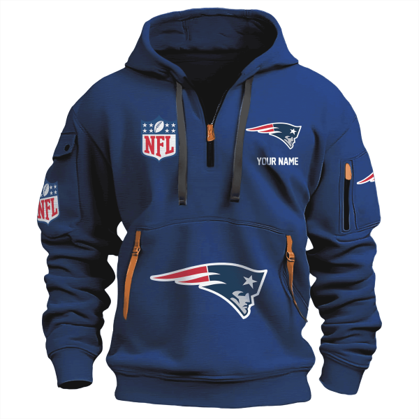 New England Patriots Premium NFL Quarter Zip Hoodie - Image 3