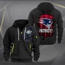New England Patriots Scratch Logo NFL Quarter Zip Hoodie Ver 243