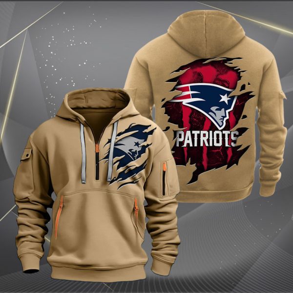 New England Patriots Scratch Logo NFL Quarter Zip Hoodie Ver 243 - Image 4