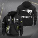 New England Patriots White Logo NFL Quarter Zip Hoodie