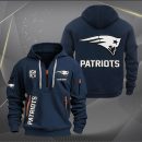 New England Patriots White Logo NFL Quarter Zip Hoodie