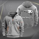 New England Patriots White Logo NFL Quarter Zip Hoodie