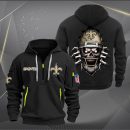 New Orleans Saints Football Player Skull Quarter Zip Hoodie