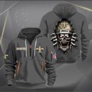 New Orleans Saints Football Player Skull Quarter Zip Hoodie
