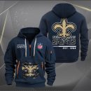 New Orleans Saints Monster Scratch 2 Logo NFL Quarter Zip Hoodie