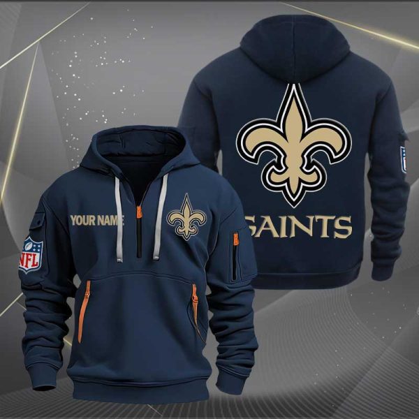 New Orleans Saints Logo NFL Quarter Zip Hoodie Ver 274 - Image 2