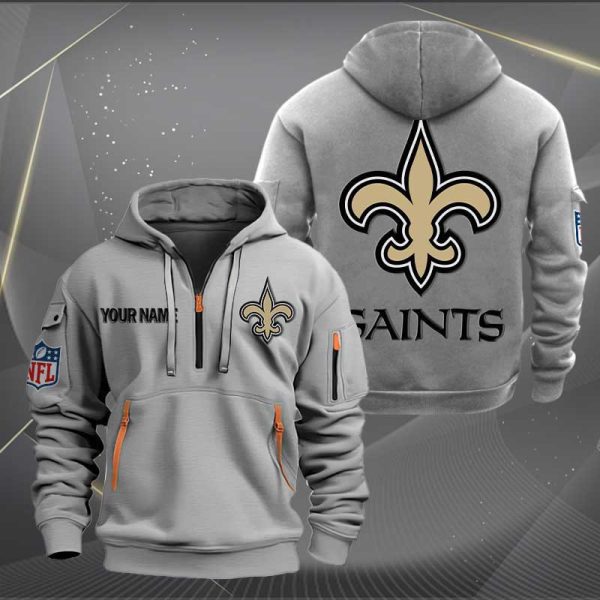 New Orleans Saints Logo NFL Quarter Zip Hoodie Ver 274 - Image 3