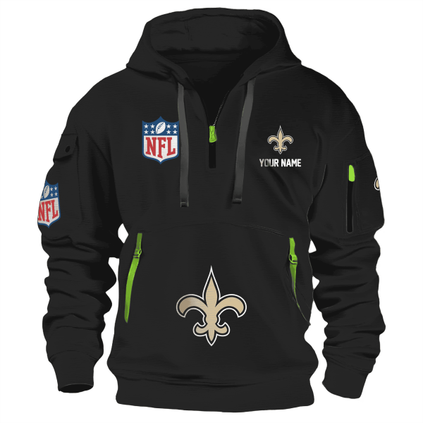 New Orleans Saints Premium NFL Quarter Zip Hoodie - Image 2