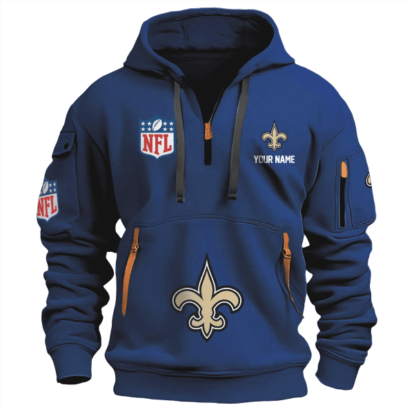 New Orleans Saints Premium NFL Quarter Zip Hoodie - Image 3