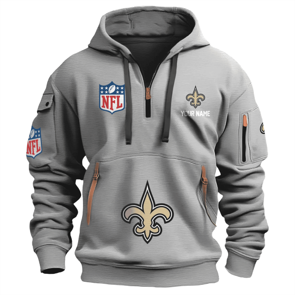New Orleans Saints Premium NFL Quarter Zip Hoodie - Image 4
