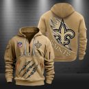 New Orleans Saints Monster Scratch Logo NFL Quarter Zip Hoodie