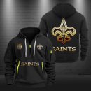 New OrleansSaints Golden Logo NFL Quarter Zip Hoodie