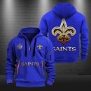 New OrleansSaints Golden Logo NFL Quarter Zip Hoodie