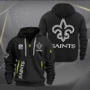 New Orleans Saints White Logo NFL Quarter Zip Hoodie