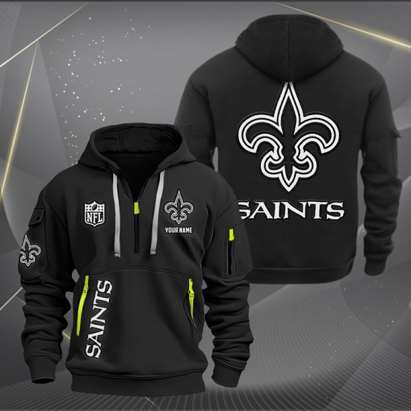 New Orleans Saints White Logo NFL Quarter Zip Hoodie